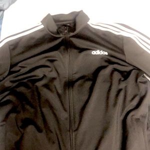 Black and white classic Adidas track jacket